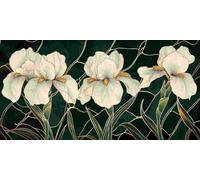 5D Diamond Art Kits, Large Full Drill Diamond Painting for Adults Beginners, White Iris Flower Round Paint with Diamonds Pictures Gem Art Painting Embroidery Kits DIY Crafts Kit Gifts 24x48 inch Q-16