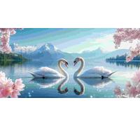 5D Diamond Art Kits, Large Full Drill Diamond Painting for Adults Beginners, White Swan Round Paint with Diamonds Pictures Gem Art Painting Embroidery Kits DIY Home Crafts Kit Gifts 10x20 inch Q-17