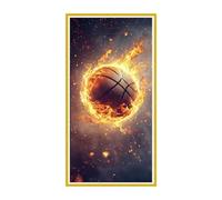 5D Diamond Art Kits, Large Full Drill Flame Basketball Diamond Painting for Adults Beginners, Round Diamonds Gem Art Painting Mosaic Kits DIY Crafts Kit for Home Wall Room Decoration 100x200cm u-355