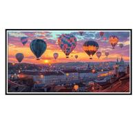 5D Diamond Art Kits, Large Full Drill Hot Air Balloon Diamond Painting for Adults Beginners, Round Diamonds Gem Art Painting Mosaic Kits DIY Crafts Kit for Home Wall Room Decoration Gifts 30x60cm u586