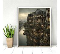 5D Diamond Art Kits, Large Full Drill Landscape Architecture Diamond Painting for Adults Beginners, Round Dimonds Gem Art Painting Mosaic Kits DIY Crafts for Home Wall Decoration 28x36in PjY2773 7-K