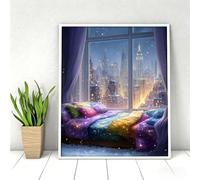 5D Diamond Art Kits, Large Full Drill Landscape Eiffel Tower Diamond Painting for Adults Beginners, Round Dimonds Gem Art Painting Mosaic Kits DIY Crafts for Home Wall Decoration 16x20in PjY9173 213-U