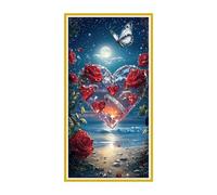 5D Diamond Art Kits, Large Full Drill Love Rose Diamond Painting for Adults Beginners, Round Diamonds Gem Art Painting Mosaic Kits DIY Crafts Kit for Home Wall Room Decoration, Gifts 100x200cm u-7