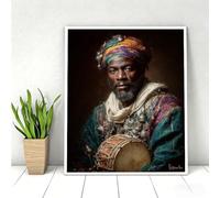 5D Diamond Art Kits, Large Full Drill Man Drum Diamond Painting for Adults Beginners, Round Dimonds Gem Art Painting Mosaic Kits DIY Crafts for Home Wall Room Decoration 40x53 Inch PjY4241 L-9