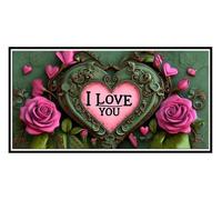 5D Diamond Art Kits, Large Full Drill Rose Love Diamond Painting for Adults Beginners, Round Diamonds Gem Art Painting Mosaic Kits DIY Crafts Kit for Home Wall Room Decoration, Gifts 70x140cm u-466