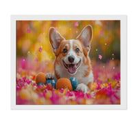 5D Diamond Art Kits, Welsh Corgi Diamond Painting for Adults Beginners, Round Full Drill Paint with Diamonds Pictures Gem Art Painting Embroidery Kits DIY Home Crafts Kit Gifts 50x75cm/20x30in O-528