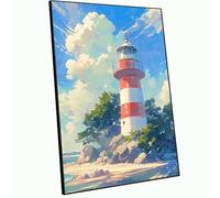 5D Diamond Art Lighthouse Diamond Painting Kits for Adults Kids, Full Round Crystal Art Pictures, DIY Canvas Paint by Numbers Cross Stitch Embroidery Kits for Adults Home Decor Japan 20x28in 0Y-97
