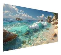 5D Diamond Art Ocean Waves, Diamond Painting for Adults Landscape, Square Full Drill Crystal Art Kits for Adults Beginners, DIY Cross Stitch Painting Embroidery Crafts Kits, Gifts, 80x40in G-4276