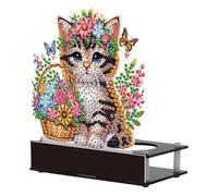 5D Diamond Art Ornament Desktop Kit Candle Holder, Stand Up Acrylic Diamonds Painting Ornament Kit for Adults, DIY Special Diamond Gem Craft Tabletop Placement Board Kit (Yellow)