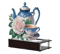 5D Diamond Art Ornament Desktop Kit Candle Holder, Stand Up Acrylic Diamonds Painting Ornament Kit for Adults, DIY Special Diamond Gem Craft Tabletop Placement Board Kit (Blue)