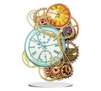 5D Diamond Art Ornaments Floral Clock Kits, DIY 5D Diamond Art Painting Floral Desktop Ornament, Special Shaped Crystal Diamond Art Painting Tabletop Home Decor-05-Clock