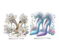 5D Diamond Art Ornaments High Heels Kits, DIY 5D Diamond Art Painting High Heels Desktop Ornament, Special Shaped Crystal Diamond Art Painting Tabletop Home Decor-2PCS-A