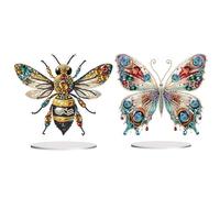 5D Diamond Art Ornaments Kits, DIY 5D Animal Diamond Art Painting Desktop Ornament, Special Shaped Crystal Diamond Art Painting Tabletop Home Office Decor-2PCS-A