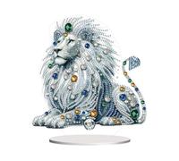 5D Diamond Art Ornaments Kits, DIY 5D Lion Diamond Art Painting Desktop Ornament, Special Shaped Crystal Diamond Art Painting Tabletop Home Office Decor-05