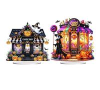 5D Diamond Art Ornaments Kits Halloween, DIY Diamond Art Painting Halloween Ornament, Special Shaped Crystal Diamond Art Painting Tabletop Home Office Decor-2PCS-A