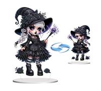 5D Diamond Art Ornaments Kits Halloween Fairy, DIY Diamond Art Painting Black Witch Ornament, Halloween Diamond Art Painting Tabletop Home Office Decor-Black Witch2