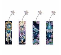 5D Diamond Art Painting Bookmarks with Butterfly Pendants, DIY Diamond Art Animal Handmade Bookmarks Gift for Page Marking Single-sided-02-Dragonfly