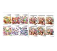 5D Diamond Art Painting Cards Kit, Handmade Crystal Art Greeting Card with Envelope for Blessing Folding Greeting Card Set -2PCS-A