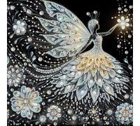 5D Diamond Art Painting Kit Ballerina Girl, Partial Special Shaped Drill Resin Diamond Art for Adults, DIY Dancer Flower Rhinestone Mosaic Kit for Beginner, Home Wall Decor Relaxing Craft Gift,30x30CM