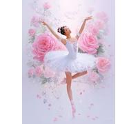5D Diamond Art Painting Kit, DIY Diamond Painting Kits for Adults Kids Pictures, Dimond Rhinestone Crystal Embroidery Cross Stitch Arts Crafts, Children Home Wall Decoration Ballet Rose 20x30cm A-12