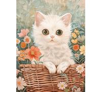 5D Diamond Art Painting Kits, Animals Cats and Flowers DIY Full Drill Diamond Paintings with Diamonds Gem Art and Crafts Home Decor 40x50cm