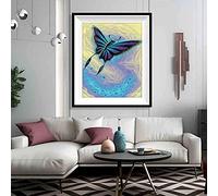 5D Diamond Art Painting Kits Blue Butterfly, DIY Diamond Painting Art Kit by Number Full Drill Dot Rhinestone Crystal Cross Stitch Embroidery Pictures, for Home Wall Decor Gift Round Drill 40x50cm