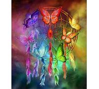 5D Diamond Art Painting Kits Butterfly Dream Catcher 28x40in Diamond Embroidery DIY Full Drill Crystal Rhinestone Cross Stitch Canva Pictures Perfect for Parent Child Activity and Child Gift70x100cm