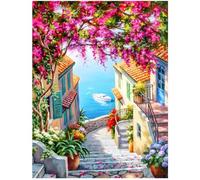 5D Diamond Art Painting Kits for Adult, sea view Diamond Art Kits Adults, Crystal Art Kits for Adults, DIY Cross Stitch Arts Crafts Pictures Embroidery Kit for Beginner Home Wall Decor 30x40cm
