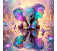 5D Diamond Art Painting Kits for Adults, baby elephant Diamond Art Kits Adults, Crystal Art Kits for Adult, DIY Cross Stitch Arts Crafts Pictures Embroidery Kit for Beginner Home Wall Decor 30x30cm