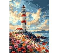 5D Diamond Art Painting Kits for Adults Beginners, DIY Paint by Numbers for Adults Lighthouse Pattern, Full Drill Diamond Painting with Accessories for Room Decor, Gifts for Women, 24x32 inch R-61