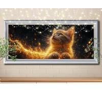 5D Diamond Art Painting Kits for Adults,DIY Cat,Flame Diamond Painting by Number Kits for Beginners,Diamond Crystal Embroidery Arts Crafts Painting Pictures for Home Wall Decor (50x100cm) 58Y-12381
