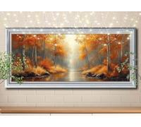 5D Diamond Art Painting Kits for Adults,DIY Creek,Birch Forest Diamond Painting by Number Kits for Beginners,Diamond Crystal Embroidery Arts Crafts Painting Pictures for Home Decor 60x150cm 58Y-6384