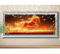 5D Diamond Art Painting Kits for Adults,DIY Flame,Horse Diamond Painting by Number Kits for Beginners,Diamond Crystal Embroidery Arts Crafts Painting Pictures for Home Wall Decor (80x160cm) 59E-2427