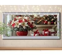 5D Diamond Art Painting Kits for Adults,DIY Lily,Flowerpot Diamond Painting by Number Kits for Beginners,Diamond Crystal Embroidery Arts Crafts Painting Pictures for Home Wall Decor 100x250cm 59E-210