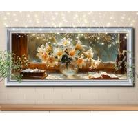 5D Diamond Art Painting Kits for Adults,DIY Lily,Scenery Diamond Painting by Number Kits for Beginners,Diamond Crystal Embroidery Arts Crafts Painting Pictures for Home Wall Decor 100x250cm 58Y-7770