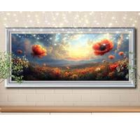 5D Diamond Art Painting Kits for Adults,DIY Scenery,Flower Fields Diamond Painting by Number Kits for Beginners,Diamond Crystal Embroidery Arts Crafts Painting for Home Wall Decor 50x100cm 58Y-2121