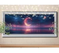 5D Diamond Art Painting Kits for Adults, DIY Sea, Moon Diamond Painting by Number Kits for Beginners, Diamond Crystal Embroidery Arts Crafts Painting Pictures for Home Wall Decor (30x60cm) 58Y-917