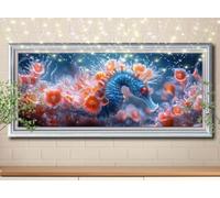 5D Diamond Art Painting Kits for Adults,DIY Seahorse,Scenery Diamond Painting by Number Kits for Beginners,Diamond Crystal Embroidery Arts Crafts Painting Pictures for Home Decor 50x125cm 58Y-3202