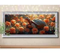 5D Diamond Art Painting Kits for Adults,DIY Turtle,Peony Diamond Painting by Number Kits for Beginners,Diamond Crystal Embroidery Arts Crafts Painting Pictures for Home Wall Decor 80x200cm 58Y-3148