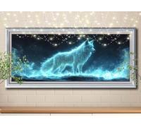 5D Diamond Art Painting Kits for Adults,DIY White Wolf,Scenery Diamond Painting by Number Kits for Beginners,Diamond Crystal Embroidery Arts Crafts Painting Pictures for Home Decor 100x200cm 58Y-7589