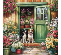 5D Diamond Art Painting Kits for Adults, Dog Diamond Art, DIY Round Full Drill Cross Stitch Crafts Pictures Garden Embroidery Kit for Beginner, Home Wall Decor, Gifts for Women 20x20cm G8-263