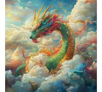 5D Diamond Art Painting Kits for Adults, Dragon Diamond Art, DIY Round Full Drill Cross Stitch Crafts Pictures Cloud Embroidery Kit for Beginner, Home Wall Decor, Gifts for Women 65x65 cm G8-509