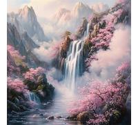 5D Diamond Art Painting Kits for Adults, Fall Diamond Art, DIY Round Full Drill Cross Stitch Crafts Pictures Cherry Blossoms Embroidery Kit for Beginner, Home Decor, Gifts for Women 40x40 cm G8-775