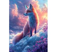5D Diamond Art Painting Kits for Adults, Fox Flower 3 Diamond Art Kits Adults, Round Full Drill Crystal DIY Cross Stitch Crafts Pictures Embroidery for Beginner Home Wall Decor 90x120cm Ja0z-439