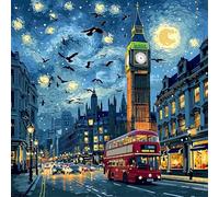 5D Diamond Art Painting Kits for Adults, London Diamond Art, DIY Round Full Drill Cross Stitch Crafts Pictures Big Ben Embroidery Kit for Beginner, Home Wall Decor, Gifts for Women 40x40 cm G8-519