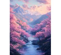 5D Diamond Art Painting Kits for Adults, Mountain Tree Diamond Art Kits Adults, Round Full Drill Crystal DIY Cross Stitch Crafts Pictures Embroidery for Beginner Home Wall Decor 35x45cm Ja0z-571