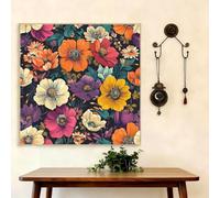 5D Diamond Art Painting Kits for Adults, Retro Diamond Art, DIY Square Full Drill Cross Stitch Crafts Pictures Wildflowers Embroidery Kit for Beginner, Home Wall Decor, Gifts for Women 55x55 cm G8-238