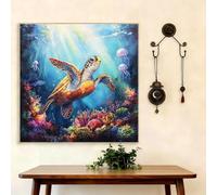 5D Diamond Art Painting Kits for Adults, Sea Turtle Diamond Art, DIY Square Full Drill Cross Stitch Crafts Pictures Ocean Embroidery Kit for Beginner, Home Wall Decor, Gifts for Women 45x45 cm G8-316