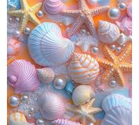 5D Diamond Art Painting Kits for Adults, Shell Diamond Art, DIY Round Full Drill Cross Stitch Crafts Pictures Simple Embroidery Kit for Beginner, Home Wall Decor, Gifts for Women 65x65 cm G8-23