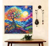 5D Diamond Art Painting Kits for Adults, Tree of Life Diamond Art, DIY Square Full Drill Cross Stitch Crafts Pictures Mountain Embroidery Kit for Beginner, Home Decor, Gifts for Women 50x50 cm G8-882